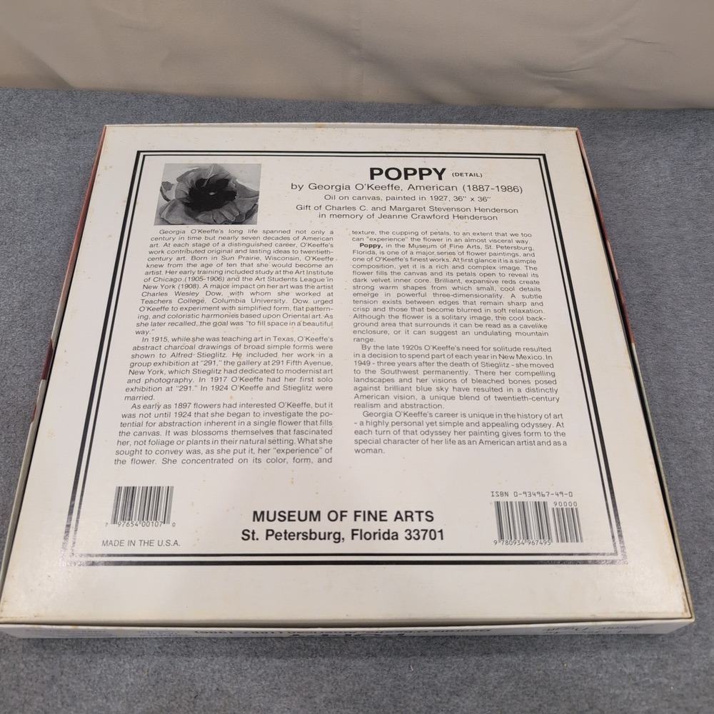 Georgia OKeeffe Poppy Fine Art Jigsaw Puzzle 500 Pieces Battle Road Press Vtg - Picture 2 of 3